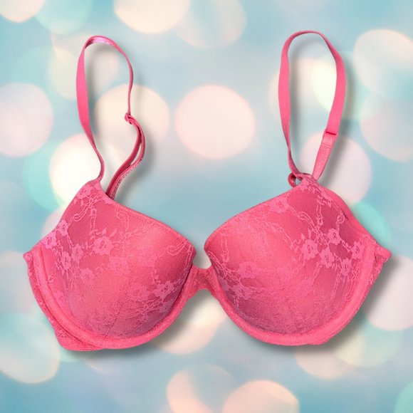 Victoria's Secret Women’s Pink Lace Lined Demi Bra Size 34C - Picture 1 of 2